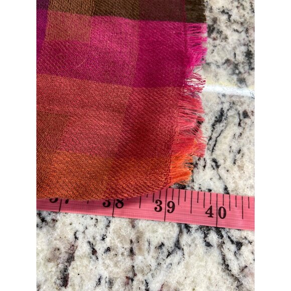 Womens Rectangle Scarf Multicolor Plaid Lightweight Dark Academia Preppy - Picture 4 of 6